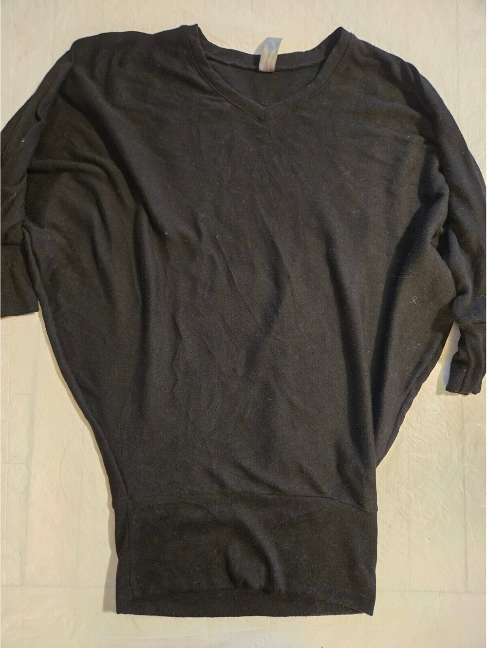 GO COUTURE Women's Small Black V-Neck Long Sleeve Sweater USA Made